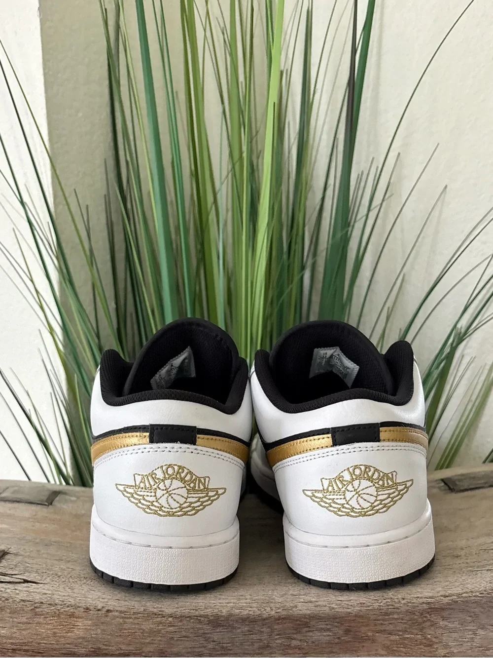 Air Jordan 1 Low White Metallic Gold Black Sneakers